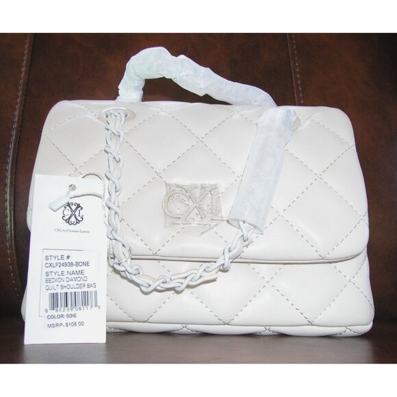 Second Diamond Quilt Shoulder Bag CXL By Christian Lacroix Bone - Picture 1 of 5